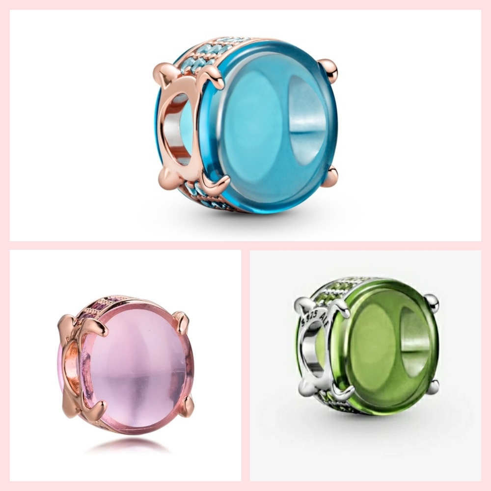 3pcs Pandora Oval Cabochon Charms